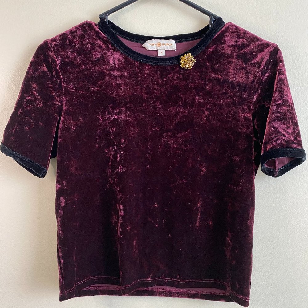 Tory Burch Velvet Top with Broach